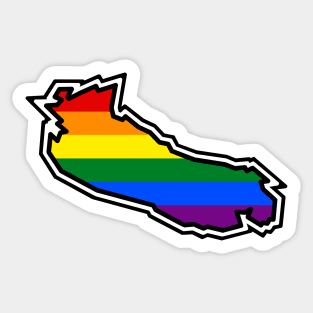 Gabriola Island Silhouette - Traditional Pride Flag Rainbow Colours - Gabriola Island Sticker